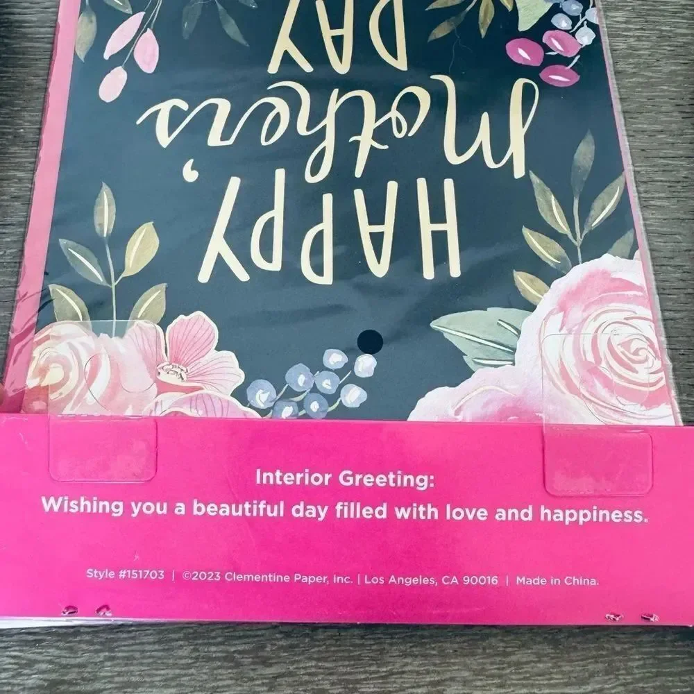Extra Large Happy Mother’s Day Pink Black Floral Greeting Card